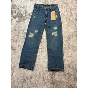 NWT Ring of Fire Relaxed Denim Straight Leg Jean Distressed Sz 10